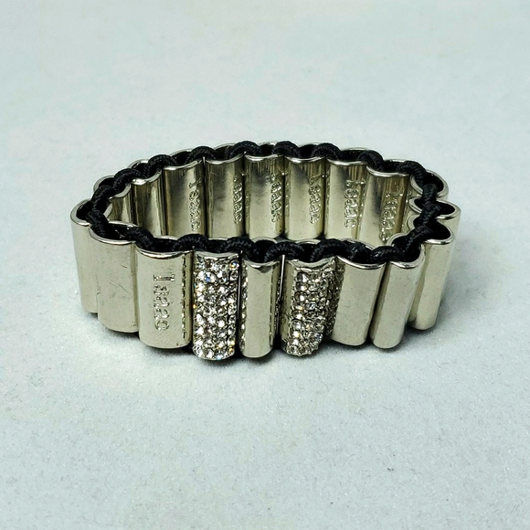 Isaac Mizrahi silver rhinestone stretch bracelet - Picture 3 of 3